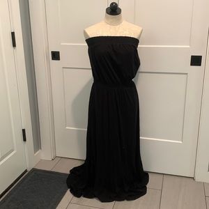 BNWT Daily Practice by Anthropologie Slouchy Black Strapless Maxi Dress